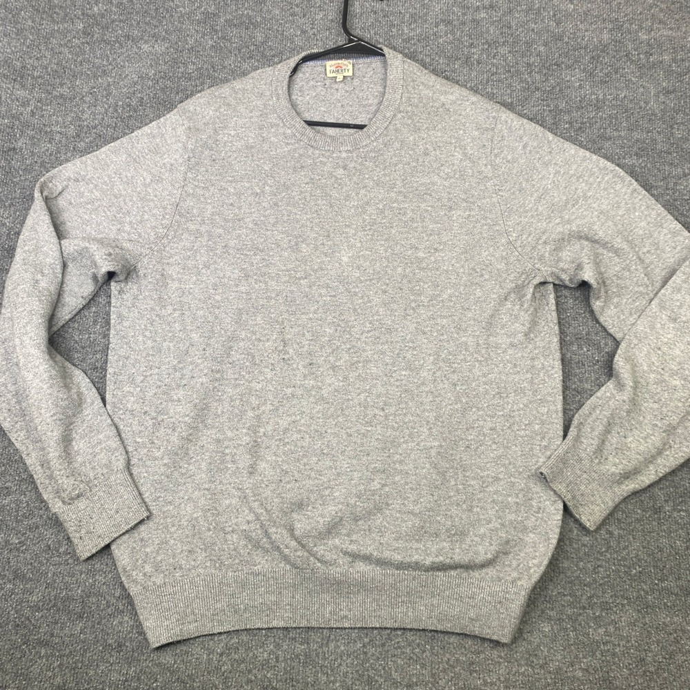 Faherty Brand Mens Heather Gray Crewneck Cotton Blend Sweater MYF2106-LGH Large